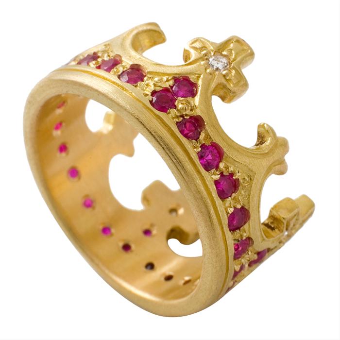 Gold Jeweled Crown Ring